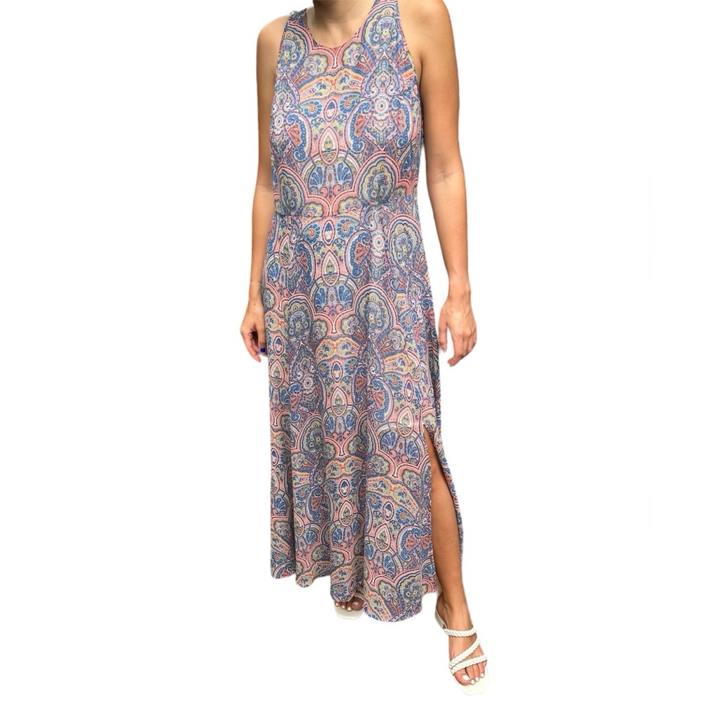 TOMMY HILFIGER Sleeveless Floral Print Maxi Dress With Side Slit Size:12
